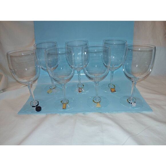 Set Of 7 Wine Glasses With Charms - Picture 1 of 7